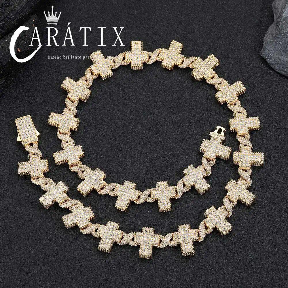 CARÁTIX -  Fashion   Gold Silver Plated Brass Zircon  Cross Cuban link chain CZ Necklace For Men Women Valentine's Day Gift for Men & Girls & Boys Mothers' Day Gift #Springtok