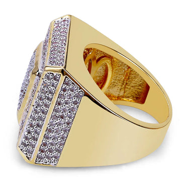 Iced Out Square Ring for Men | Micro-Pave CZ Hip Hop Bling