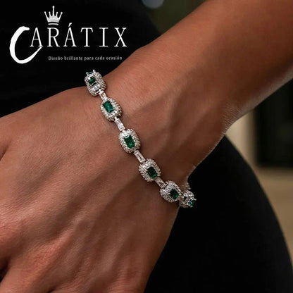 CARÁTIX - Fine Jewelry Bracelet With  7mm Iced Green Emerald Bracelet Gemstone Women Men Gift Valentine's Day Gift for Men & Girls & Boys Mothers' Day Gift #Springtok