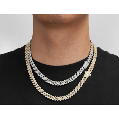 CARÁTIX – 8mm 2-Row Thin Cuban Link Chain Necklace | Cubic Zirconia Hip Hop Jewelry for Men & Women