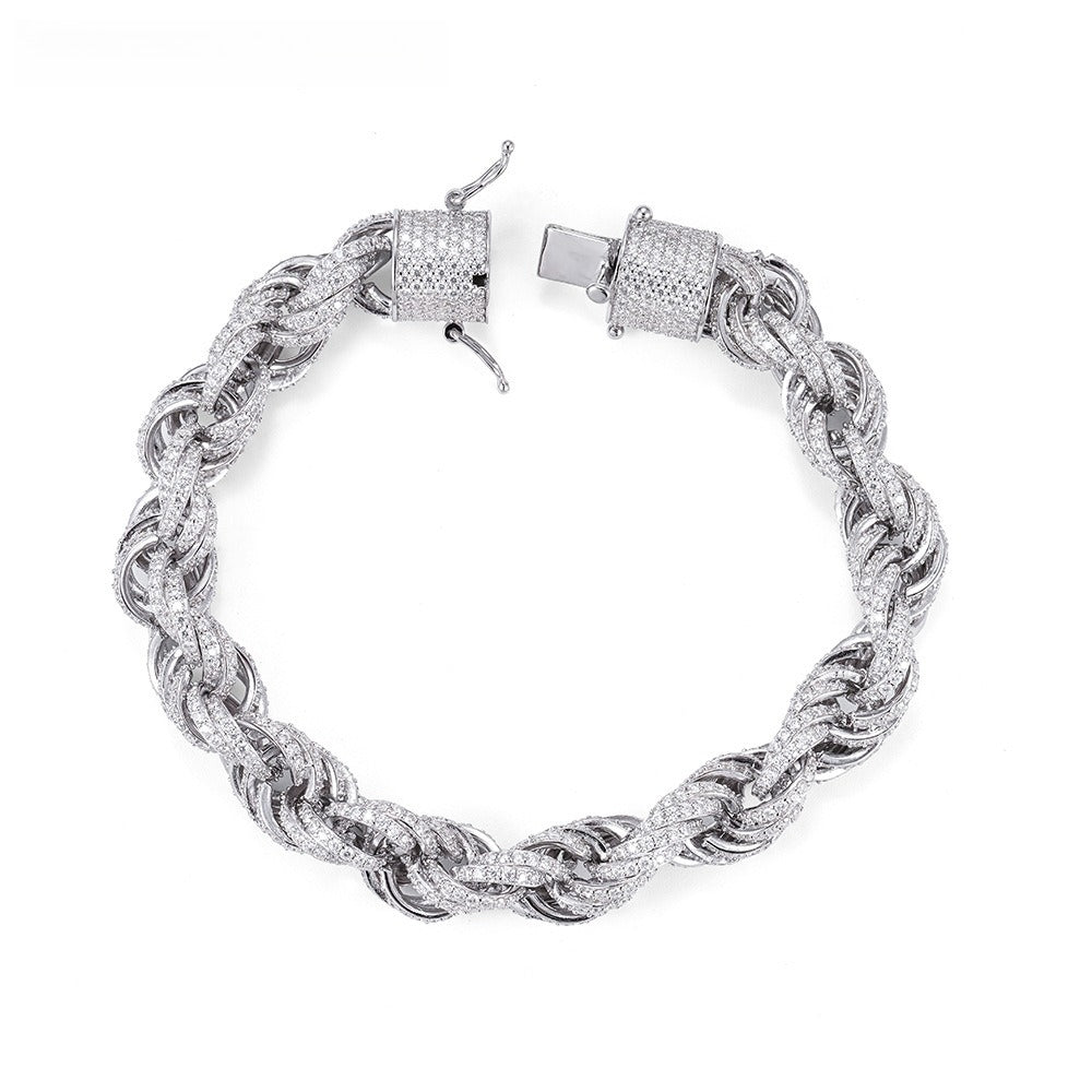 10mm S925 Sterling Silver Moissanite Rope Chain | Iced Out Twisted Link | Caratix