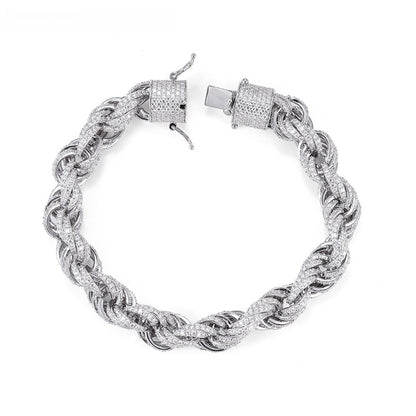 10mm S925 Sterling Silver Moissanite Rope Chain | Iced Out Twisted Link | Caratix