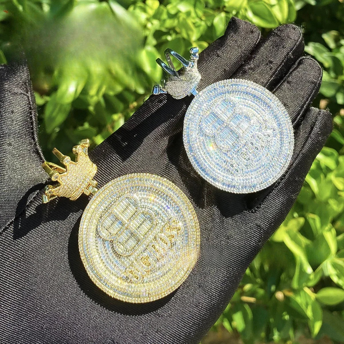 Iced Out "Crown Clasp" Initial Pendant | Men's Punk Hip Hop Letter Necklace - CaratixJewelry