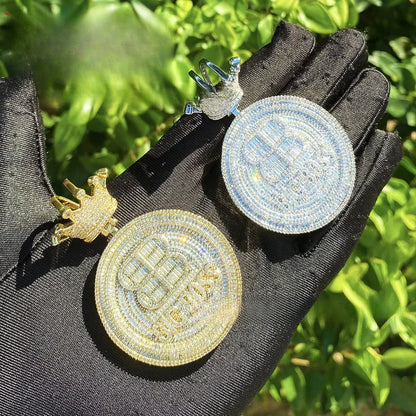 Iced Out "Crown Clasp" Initial Pendant | Men's Punk Hip Hop Letter Necklace - CaratixJewelry
