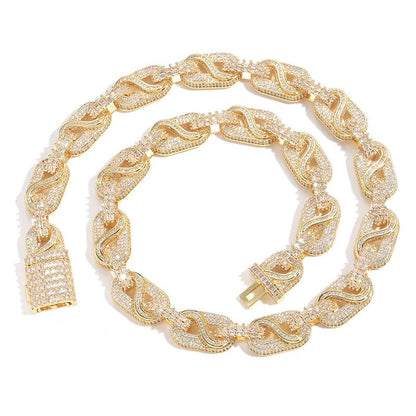 CARÁTIX Pig Nose Coffee Bean Link Chain | 5A+ CZ Iced Out Hip Hop Necklace for Men