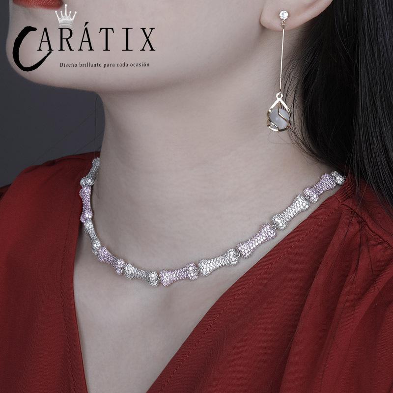 CARÁTIX Bone Link Chain | Full AAA CZ Iced Out Hip Hop Necklace for Men & Women