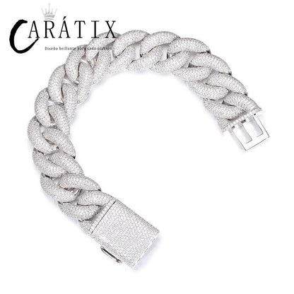 CARÁTIX 7"-28" 5-Row Bubble Round Cuban Miami Link Chain Necklace – Iced Out CZ Hip Hop Jewelry for Men & Women