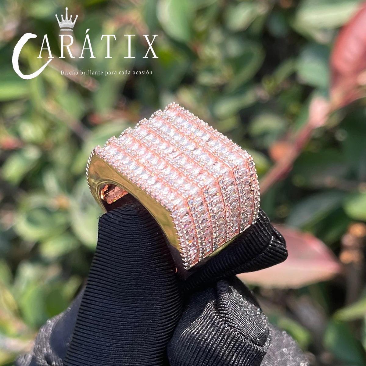 CARÁTIX Five-Row Ladder Square Ring | Real Electroplated High Quality Hip Hop Jewelry for Men