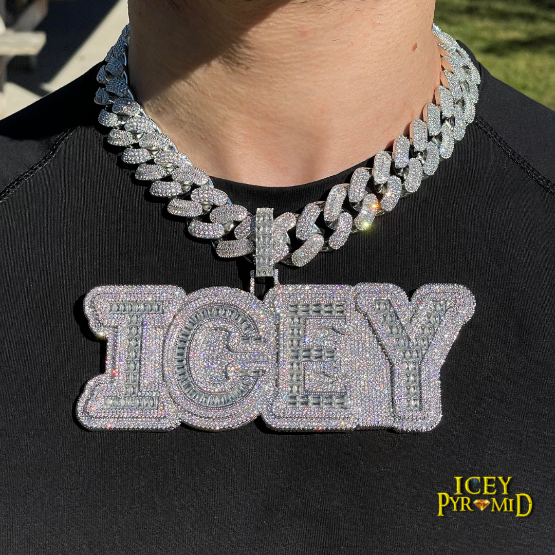Overflow Stones Loaded with Diamond Iced Out Personalized Custom Name Necklace Pendant – Luxury Hip Hop Jewelry for Men & Women