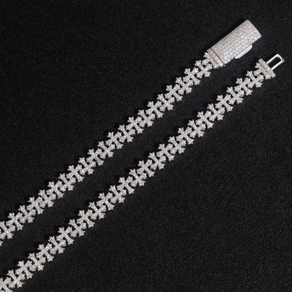 8.5mm Moissanite Cross Cuban Link Bracelet – S925 Sterling Silver Unisex Iced-Out Hip Hop Jewelry - CaratixJewelry