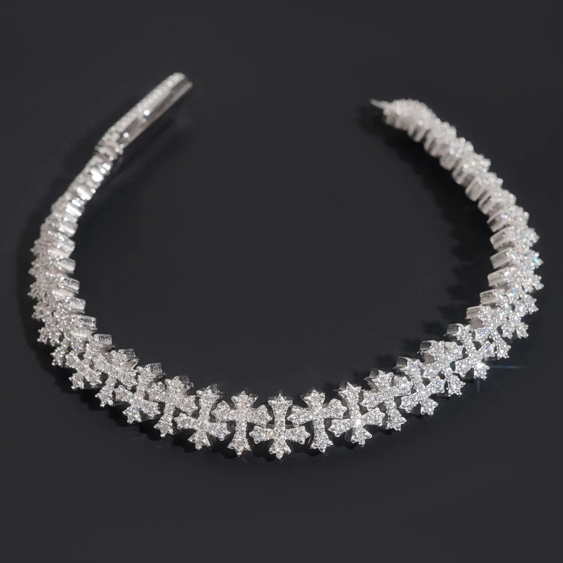 8.5mm Moissanite Cross Cuban Link Bracelet – S925 Sterling Silver Unisex Iced-Out Hip Hop Jewelry - CaratixJewelry