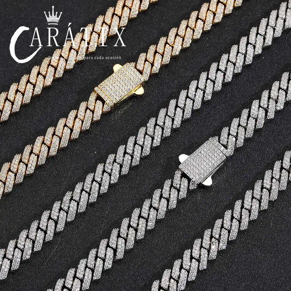 CARÁTIX – 8mm 2-Row Thin Cuban Link Chain Necklace | Cubic Zirconia Hip Hop Jewelry for Men & Women