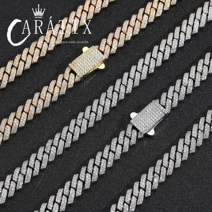 CARÁTIX – 8mm 2-Row Thin Cuban Link Chain Necklace | Cubic Zirconia Hip Hop Jewelry for Men & Women