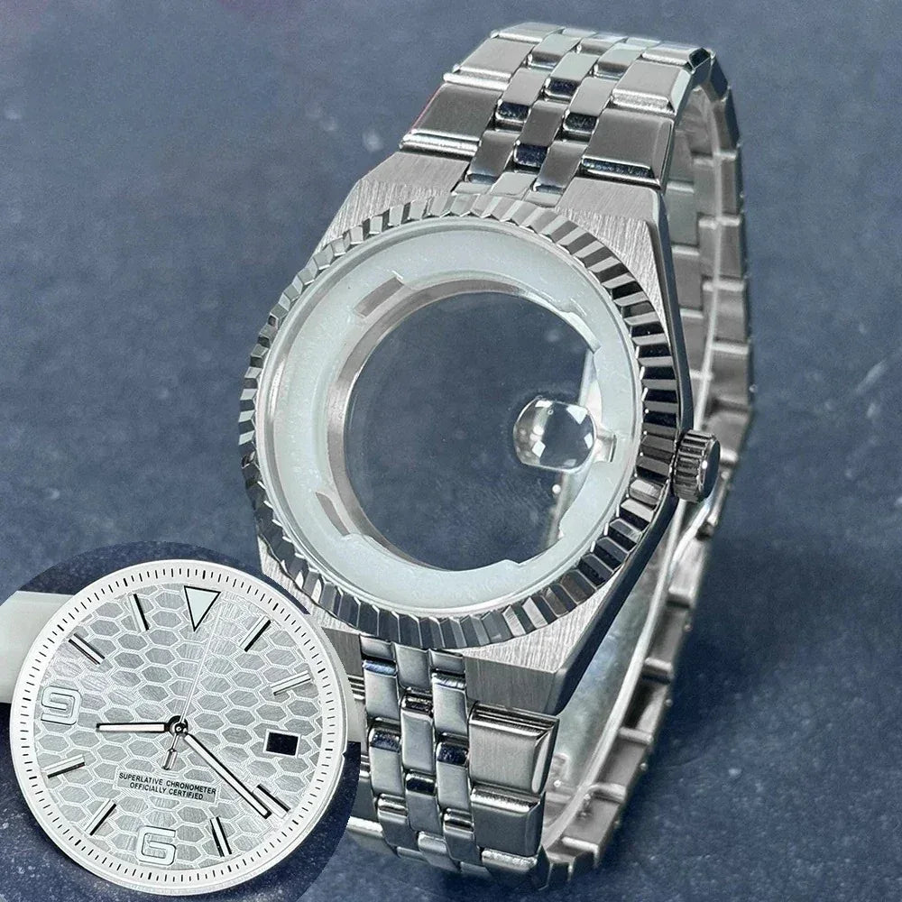 40mm Land-Dweller Watch Case & Dial Kit | Fits NH35 Miyota 8215 | 316L Stainless Steel Automatic Mechanical Case | Custom Iced Out Watch Base | Caratix