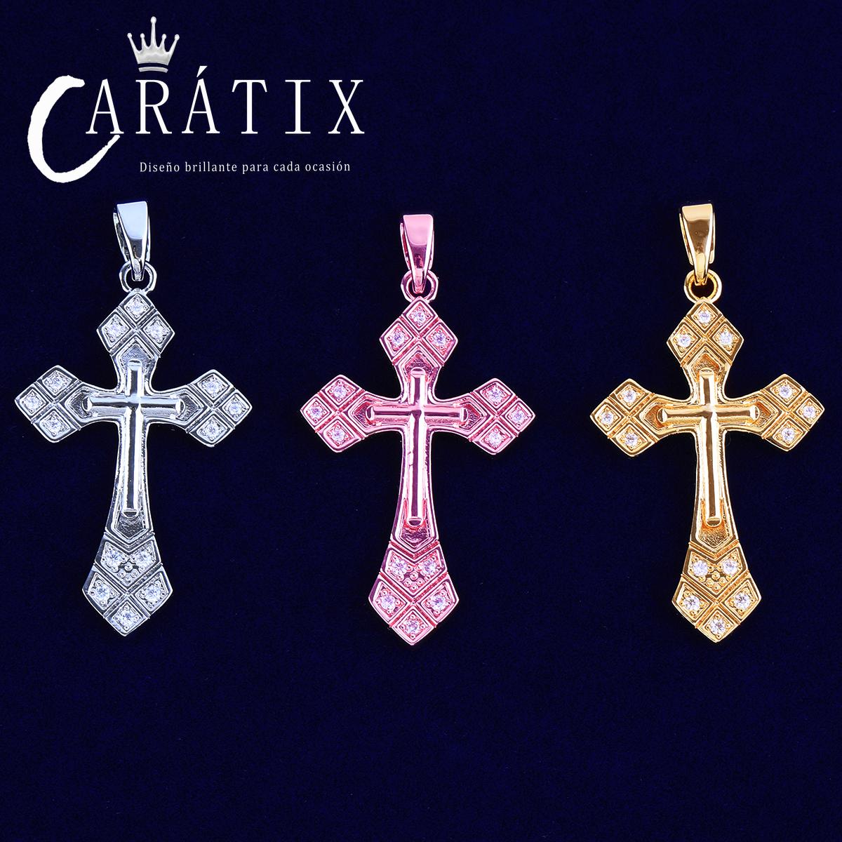 CARÁTIX Bubble Letter Arrow Cross Pendant Necklace – CZ Hip Hop Jewelry for Women & Men