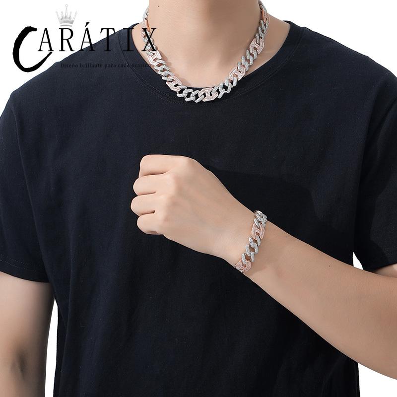 CARÁTIX 15mm Pig Nose Cuban Link Chain Necklace – AAA+ CZ Iced Out Hip Hop Bling Jewelry for Men | Rapper Gift