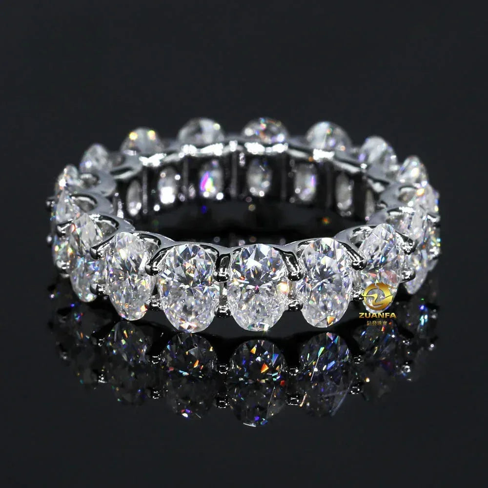 VVS Oval Moissanite Ring | S925 Silver Unisex Iced Out Hip Hop Fashion Jewelry - CaratixJewelry