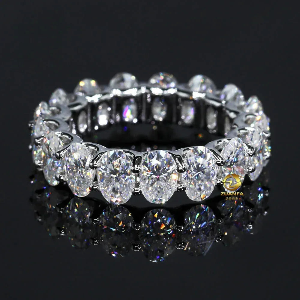 VVS Oval Moissanite Ring | S925 Silver Unisex Iced Out Hip Hop Fashion Jewelry - CaratixJewelry