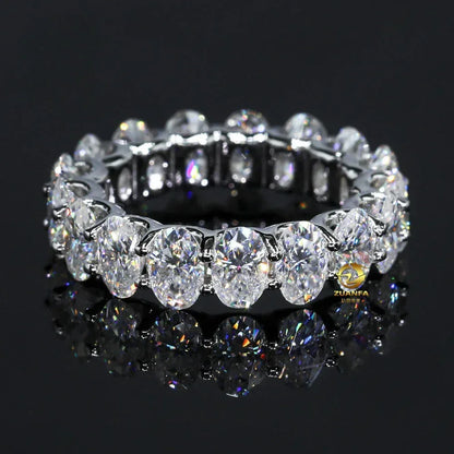 VVS Oval Moissanite Ring | S925 Silver Unisex Iced Out Hip Hop Fashion Jewelry - CaratixJewelry