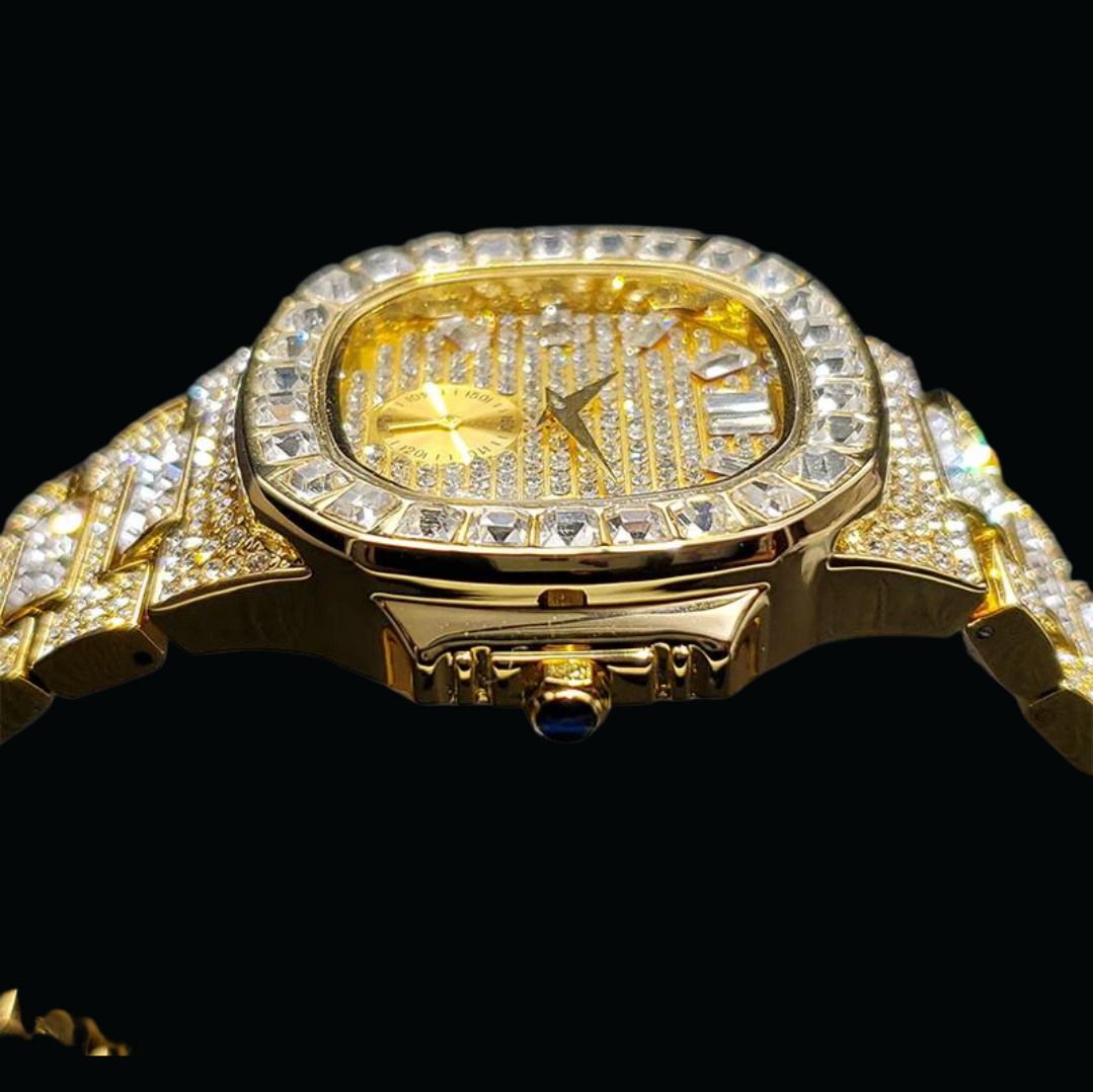 Luxury Date Special Minute Hand Iced Out Diamond Watch – High-End Hip Hop Watch for Men
