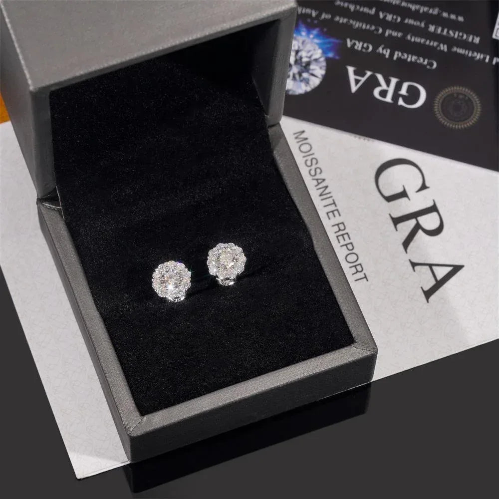 S925 Silver Cross Design Moissanite Hip Hop Hoop Earrings - CaratixJewelry