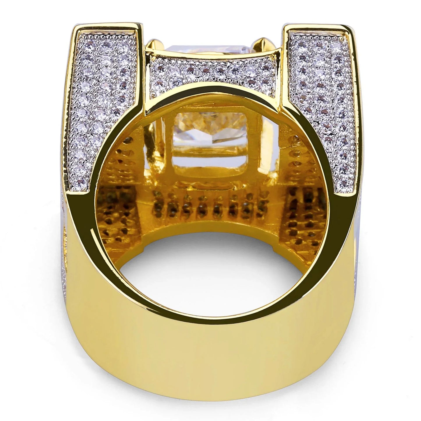 Men's Heavyweight Iced Out Square Ring | Big Stone Hip Hop Band | Caratix