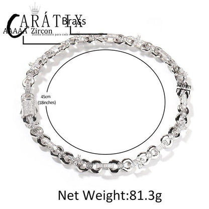 CARÁTIX Infinity Cross 8-Shape Link Chain Choker Necklace – Iced Out CZ Hip Hop Jewelry for Men & Women