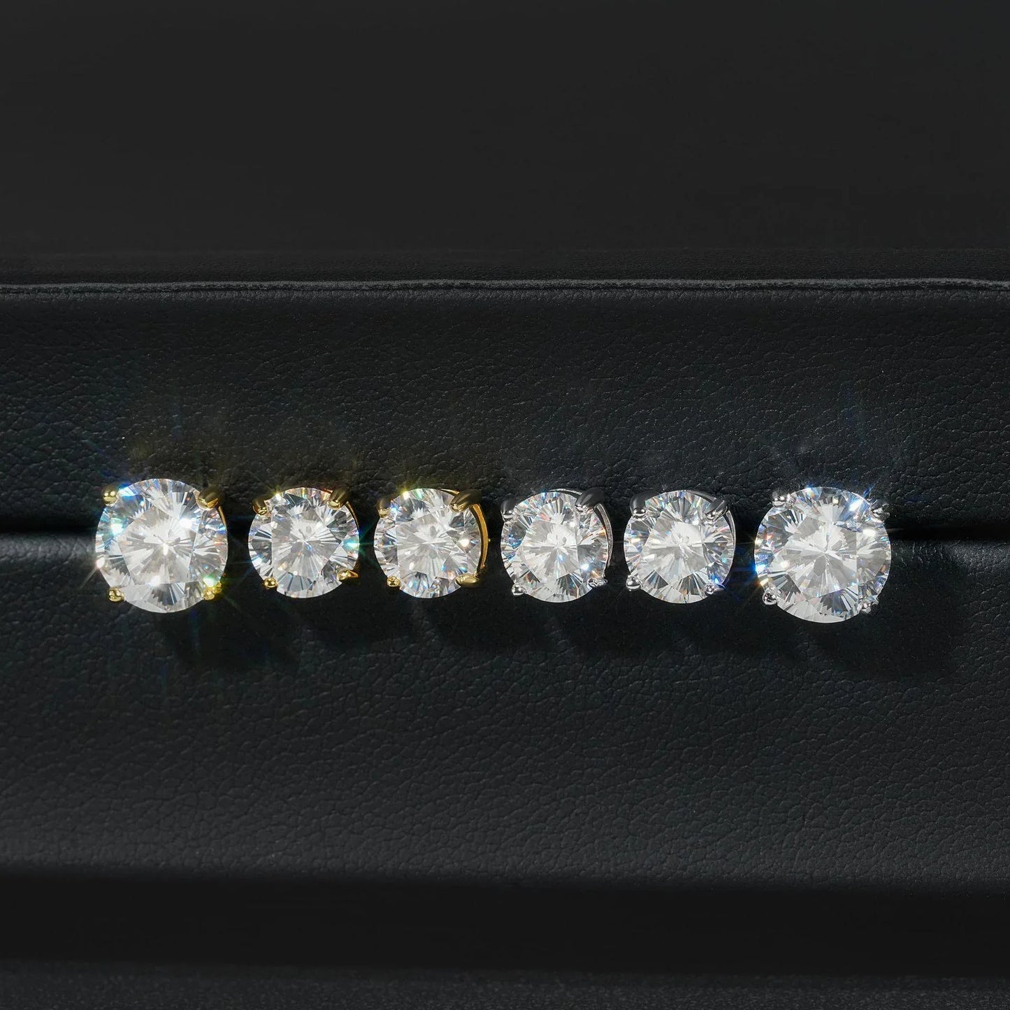 S925 Silver VVS Sakura Cut Moissanite Hip Hop Stud Earrings - CaratixJewelry