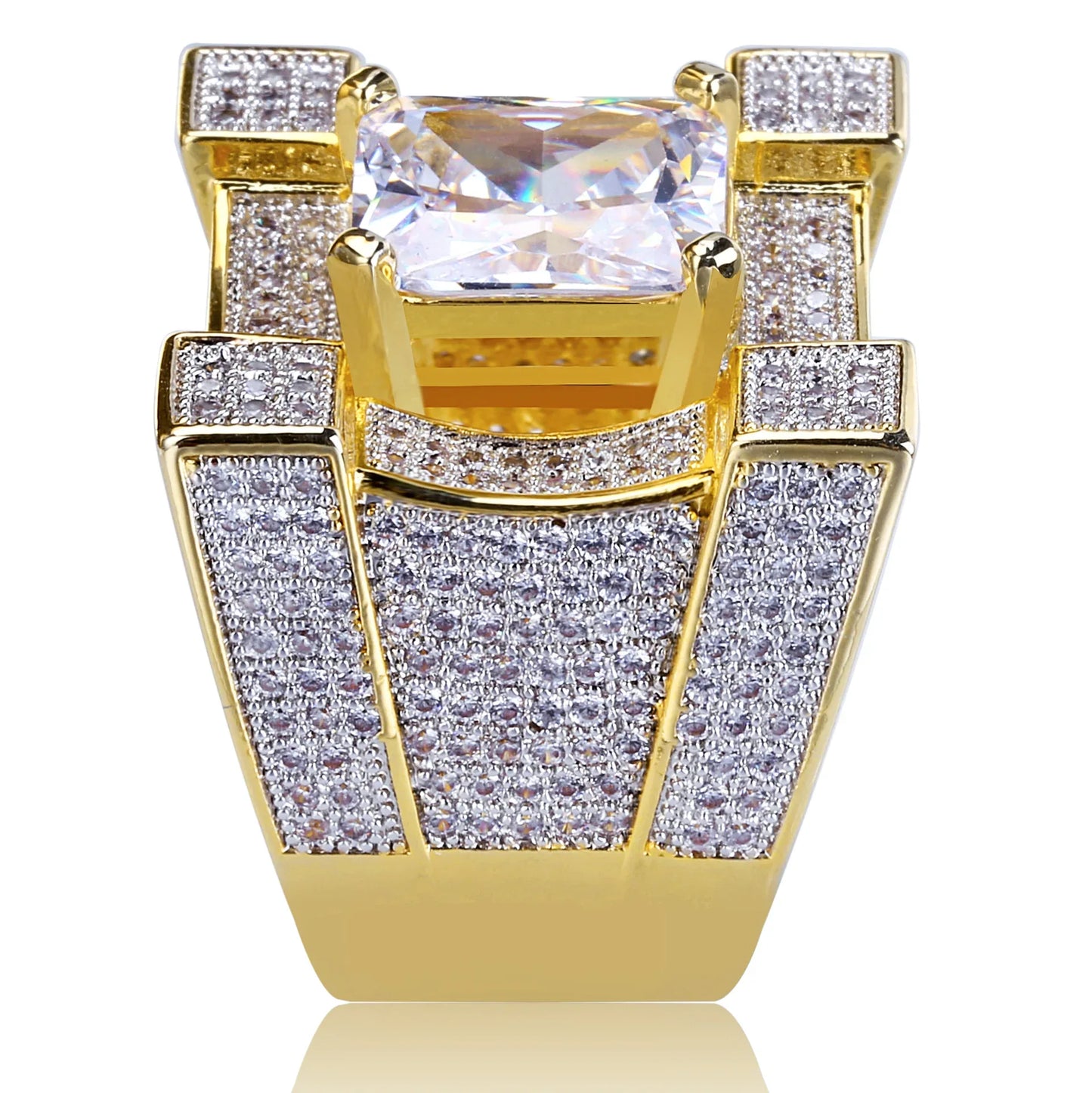 Men's Heavyweight Iced Out Square Ring | Big Stone Hip Hop Band | Caratix