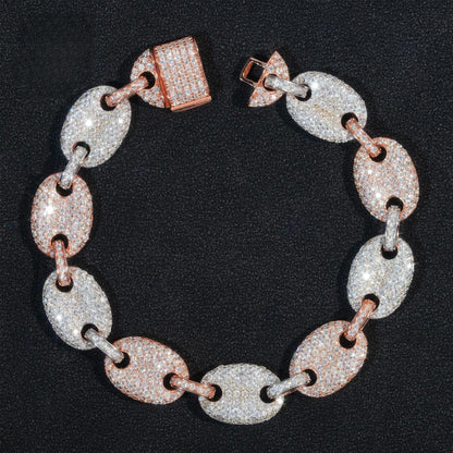 13mm Moissanite Pig Nose Cuban Link Bracelet/Necklace – S925 Sterling Silver Iced-Out Hip Hop Streetwear Jewelry - CaratixJewelry