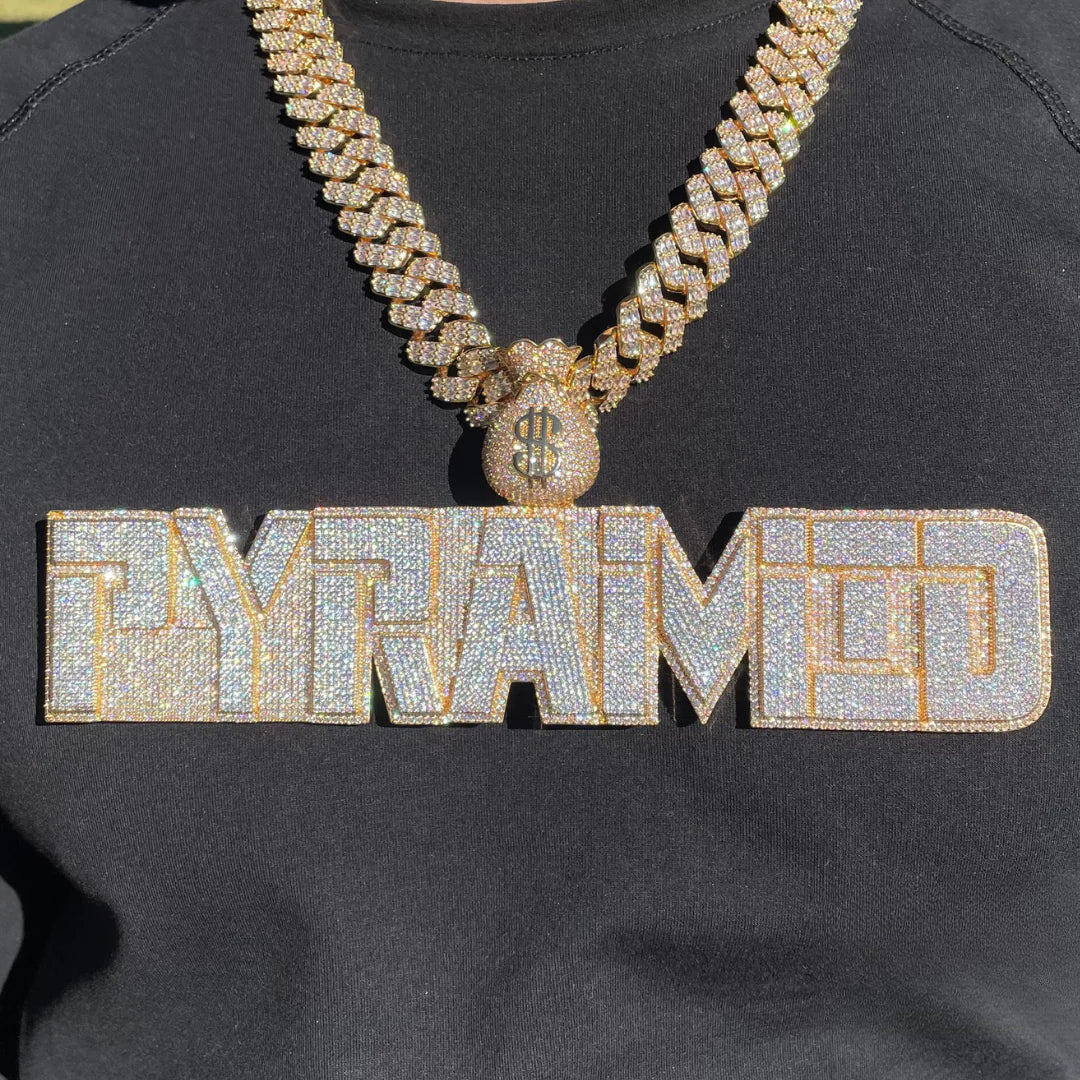 Money Bag Bail Two Layers Iced Out Personalized Custom Name Necklace Pendant – Luxury Hip Hop Jewelry for Men & Women