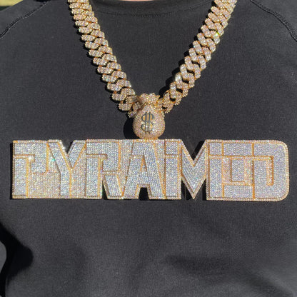 Money Bag Bail Two Layers Iced Out Personalized Custom Name Necklace Pendant – Luxury Hip Hop Jewelry for Men & Women