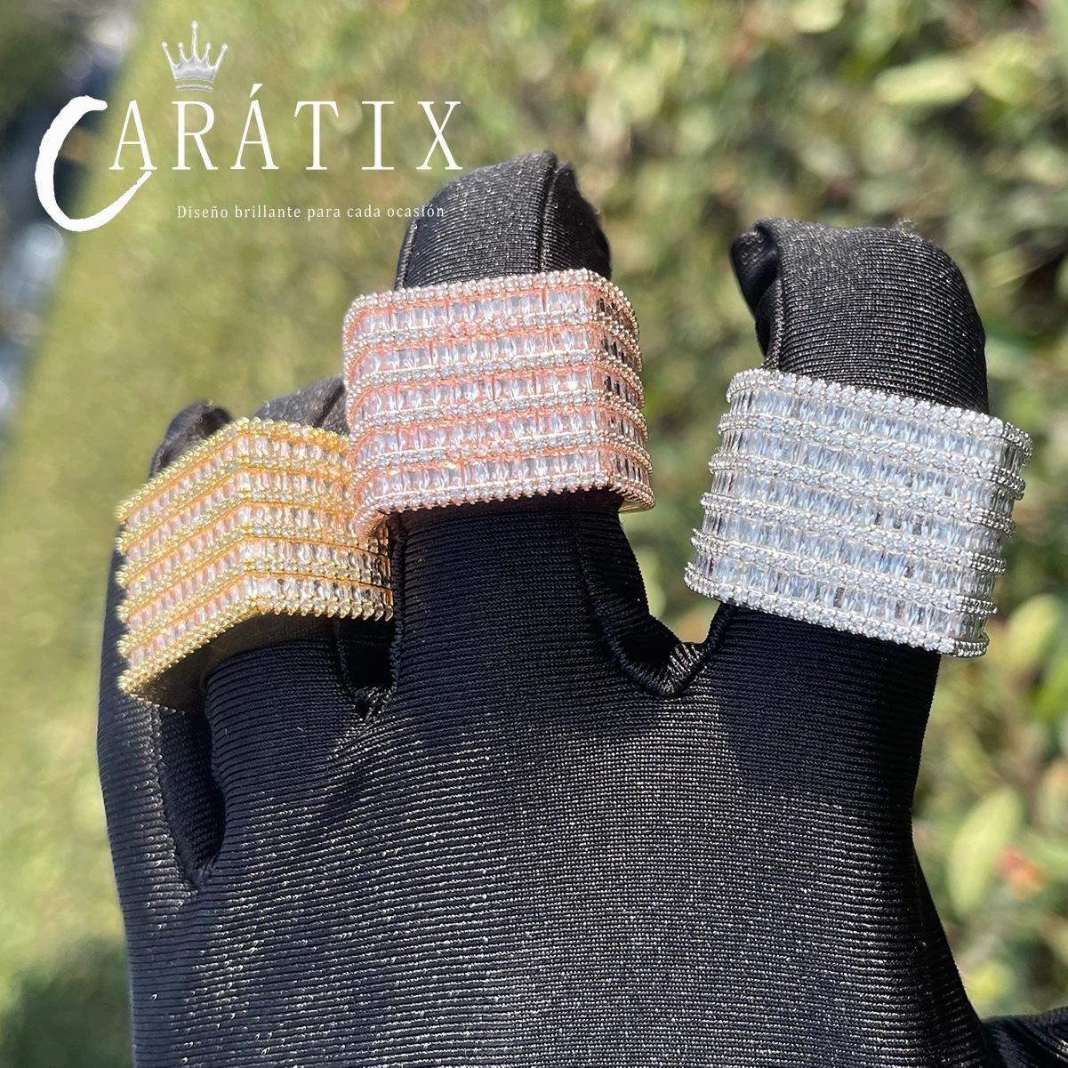 CARÁTIX Five-Row Ladder Square Ring | Real Electroplated High Quality Hip Hop Jewelry for Men