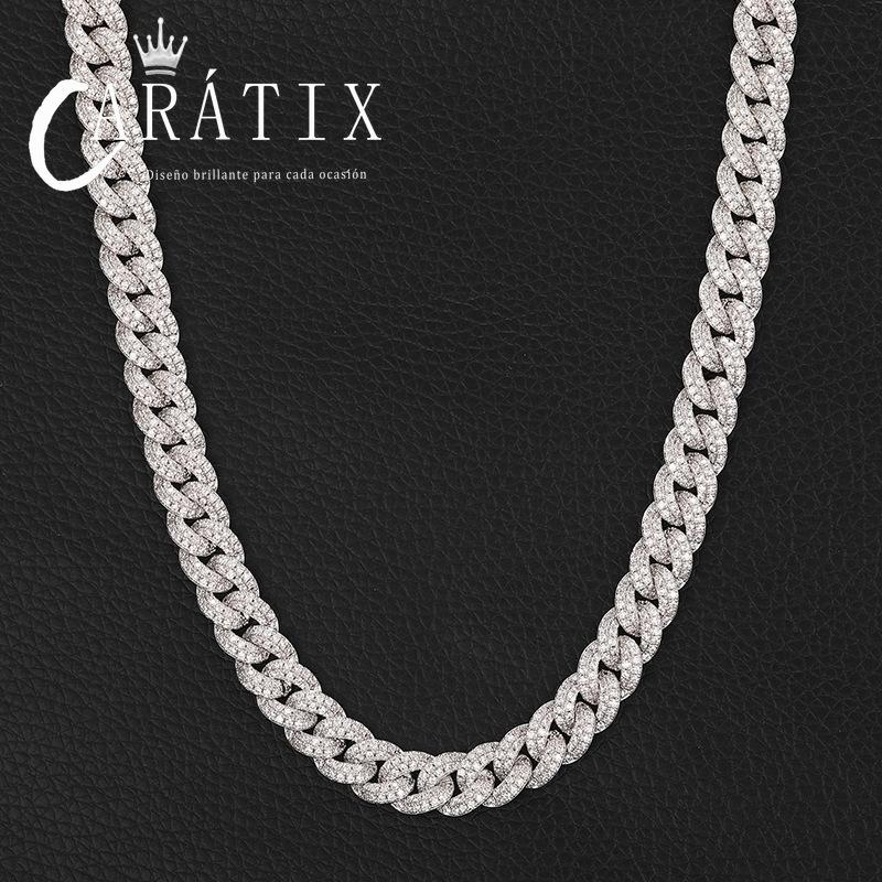 CARÁTIX 8MM Miami Cuban Chain Necklace – Hip Hop Iced Out Jewelry with 3A+ CZ Stones for Men & Women