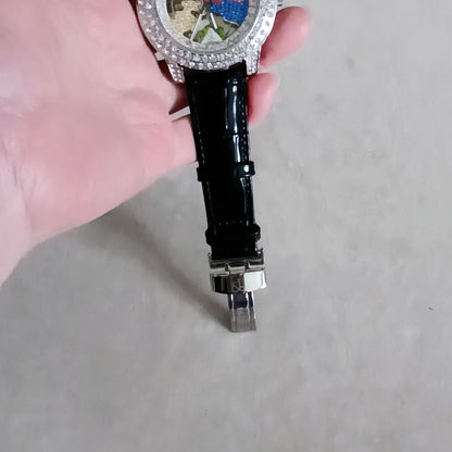 Luxury Mechanical Iced Out Watch Big Face Leather | Caratix