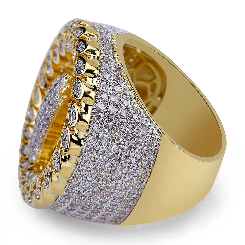 Men's Iced Out Praying Hands Ring | Large Micro-Pave Signet | Caratix
