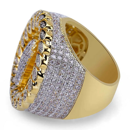 Men's Iced Out Praying Hands Ring | Large Micro-Pave Signet | Caratix
