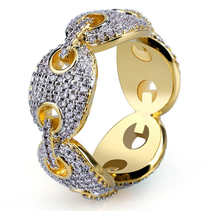 Luxury Gemstone Hip Hop Ring | 18K Gold Plated Micro-Pave | Caratix