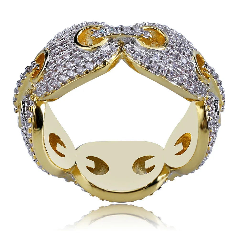 Luxury Gemstone Hip Hop Ring | 18K Gold Plated Micro-Pave | Caratix