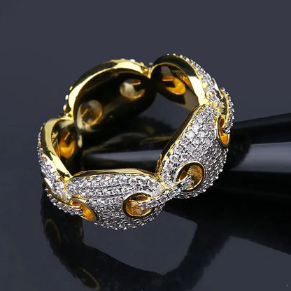Luxury Gemstone Hip Hop Ring | 18K Gold Plated Micro-Pave | Caratix