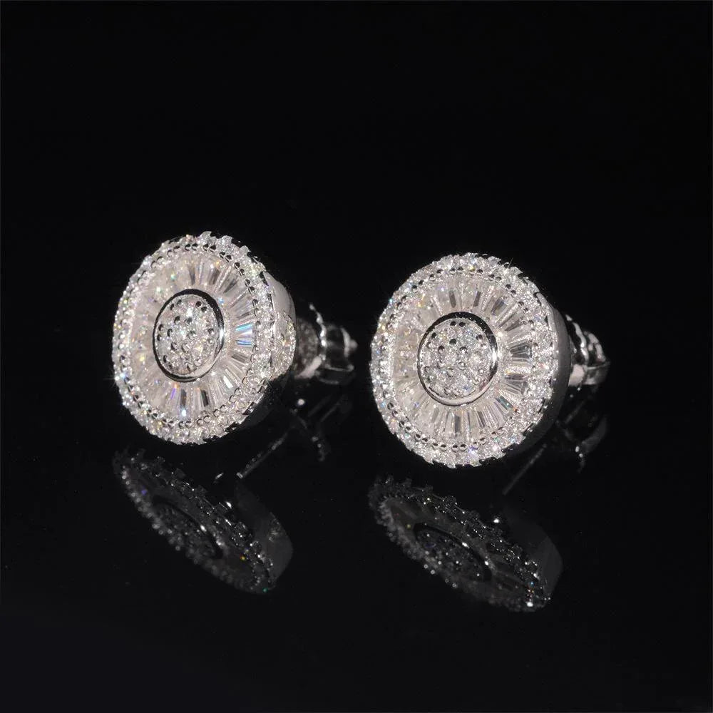 925 Silver Floral Rectangle Moissanite Stud Earrings - CaratixJewelry
