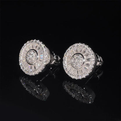 925 Silver Floral Rectangle Moissanite Stud Earrings - CaratixJewelry