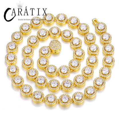 CARÁTIX - Hip Hop 3A+ CZ Stone Paved Bling Iced Out 1 Row Round CZ Stone Tennis Link Chain Necklaces for Men Rapper Jewelry Gift Valentine's Day Gift for Men & Girls & Boys Mothers' Day Gift #Springtok