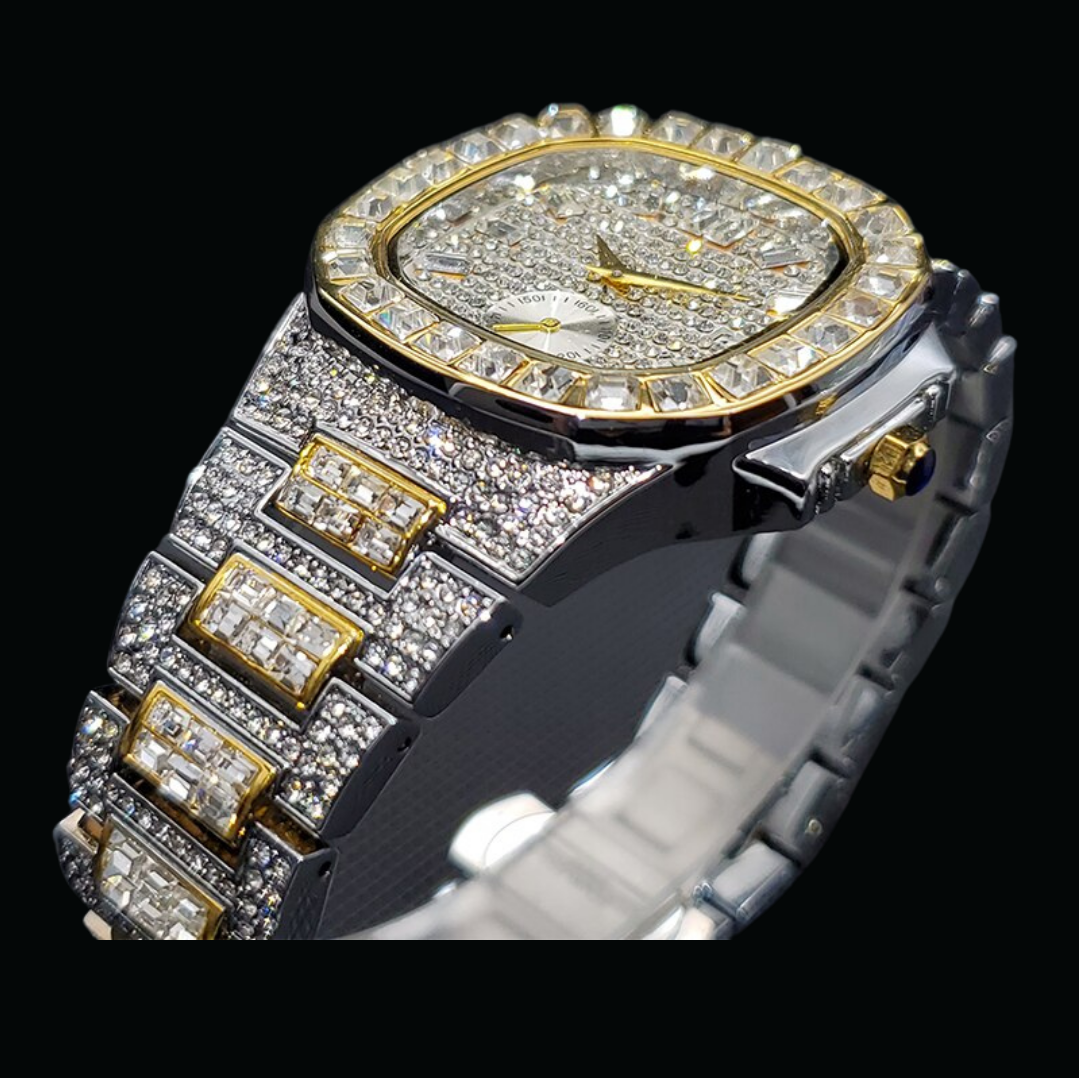 Luxury Date Special Minute Hand Iced Out Diamond Watch – High-End Hip Hop Watch for Men