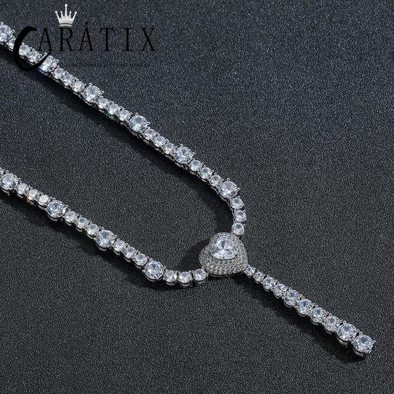 CARÁTIX Heart Tennis Chain | 5A+ CZ Iced Out Hip Hop Choker Necklace for Men & Women