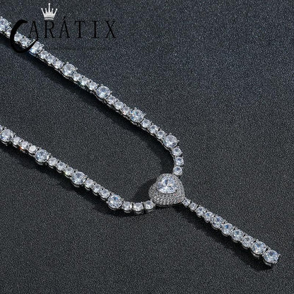 CARÁTIX Heart Tennis Chain | 5A+ CZ Iced Out Hip Hop Choker Necklace for Men & Women