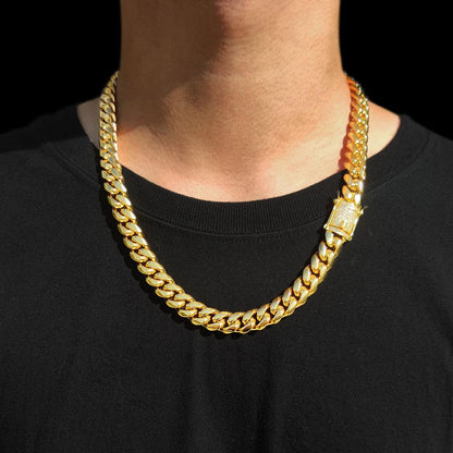 CARÁTIX – 12mm Miami Cuban Curb Link Chain Necklace | 316L Stainless Steel Trendy Jewelry for Men & Women