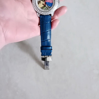 Luxury Mechanical Iced Out Watch Big Face Leather | Caratix