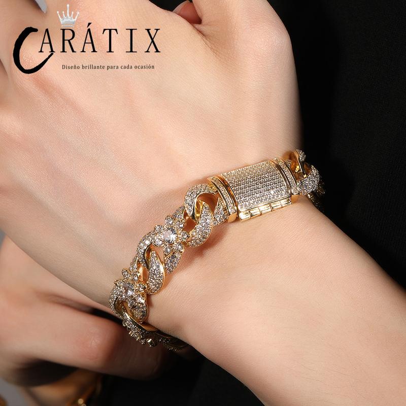 CARÁTIX – Iced Out Flower Infinity Round Cuban Link Chain Necklace | Hip Hop CZ Jewelry for Men & Women