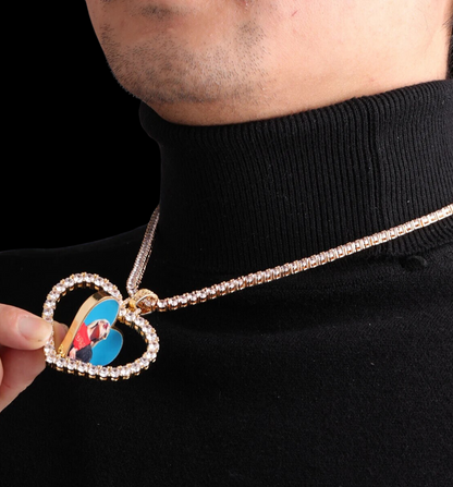 Drehbare doppelseitige Halskette mit individuellem Foto-Anhänger 